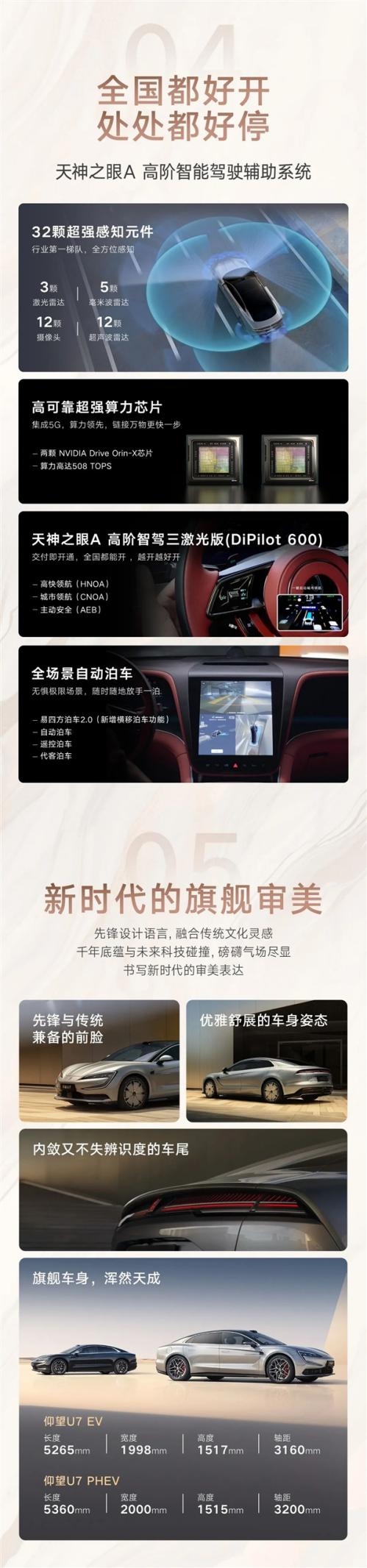比亚迪最强轿车！仰望U7试驾车大规模到店：四电机带来超1300马力